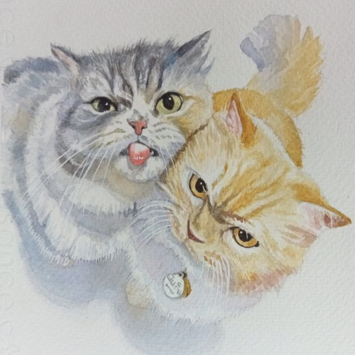 รับวาดน้องแมวน้องหมาสีน้ํา รูปกระต่าย ภาพวาดสัตว์เลี้ยงน่ารัก (ถ้าใส่กรอบแจ้งทางแชท)