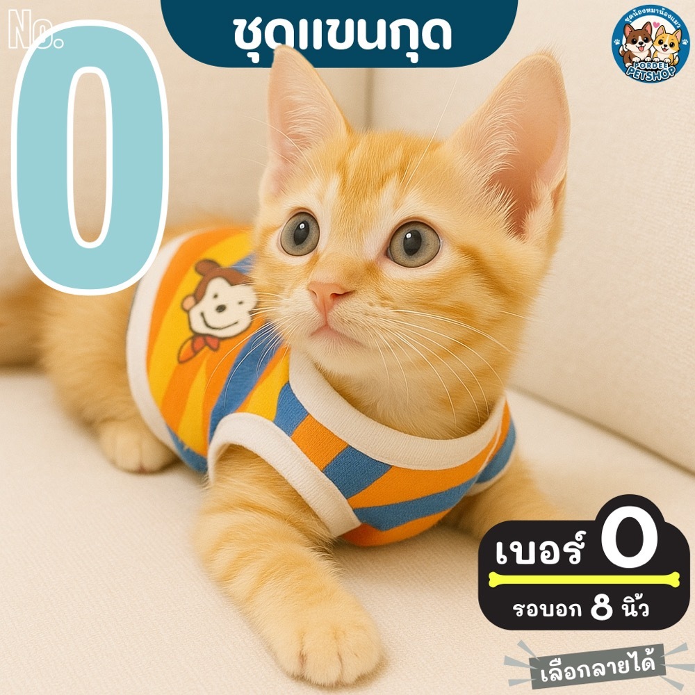 เบอร์ 0 เสื้อน้องหมา-น้องแมว รอบอก 8 นิ้ว