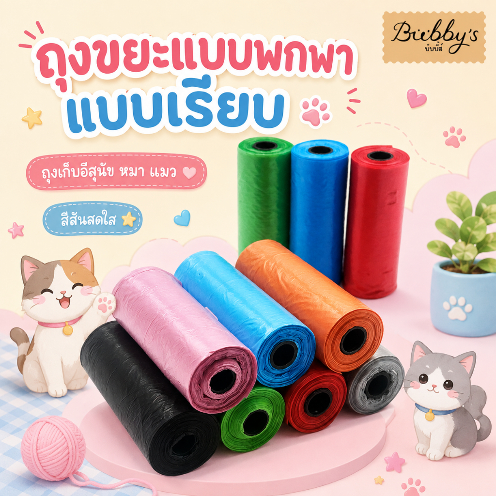 AL-027 Bubby's ถุงเก็บอึสุนัข หมา แมว เก็บขี้หมา ถุงขยะแบบพกพา แบบเรียบ By Anna&Louise