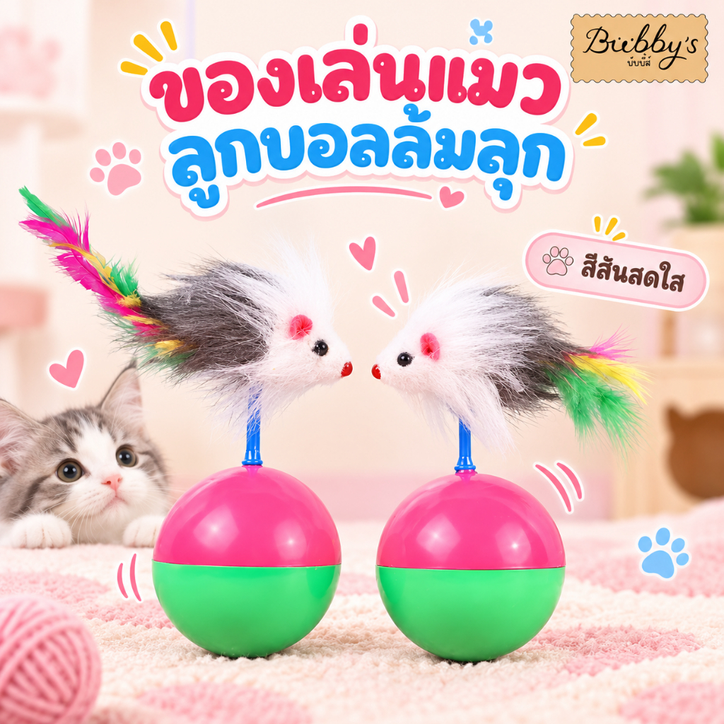 AL-117 Bubby's ลูกบอลล้มลุก ลูกบอลหนูล้มลุก ของเล่นแมว สินค้า สีสันสดใส บับบี้ Bubby By Anna&Louise