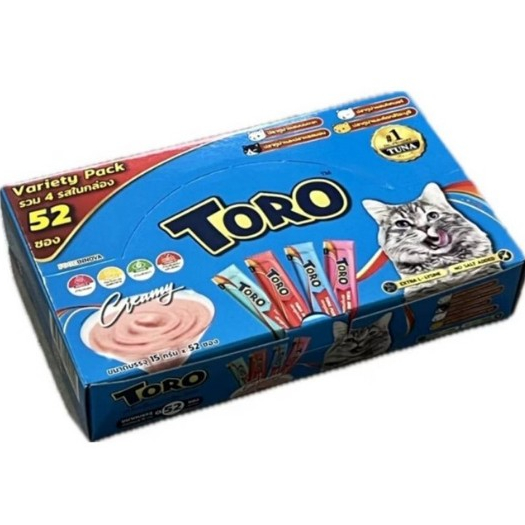 Repack--Toro ขนมครีมแมวเลียรวมรส 4รสชาติ 52ซอง/แพ็ค