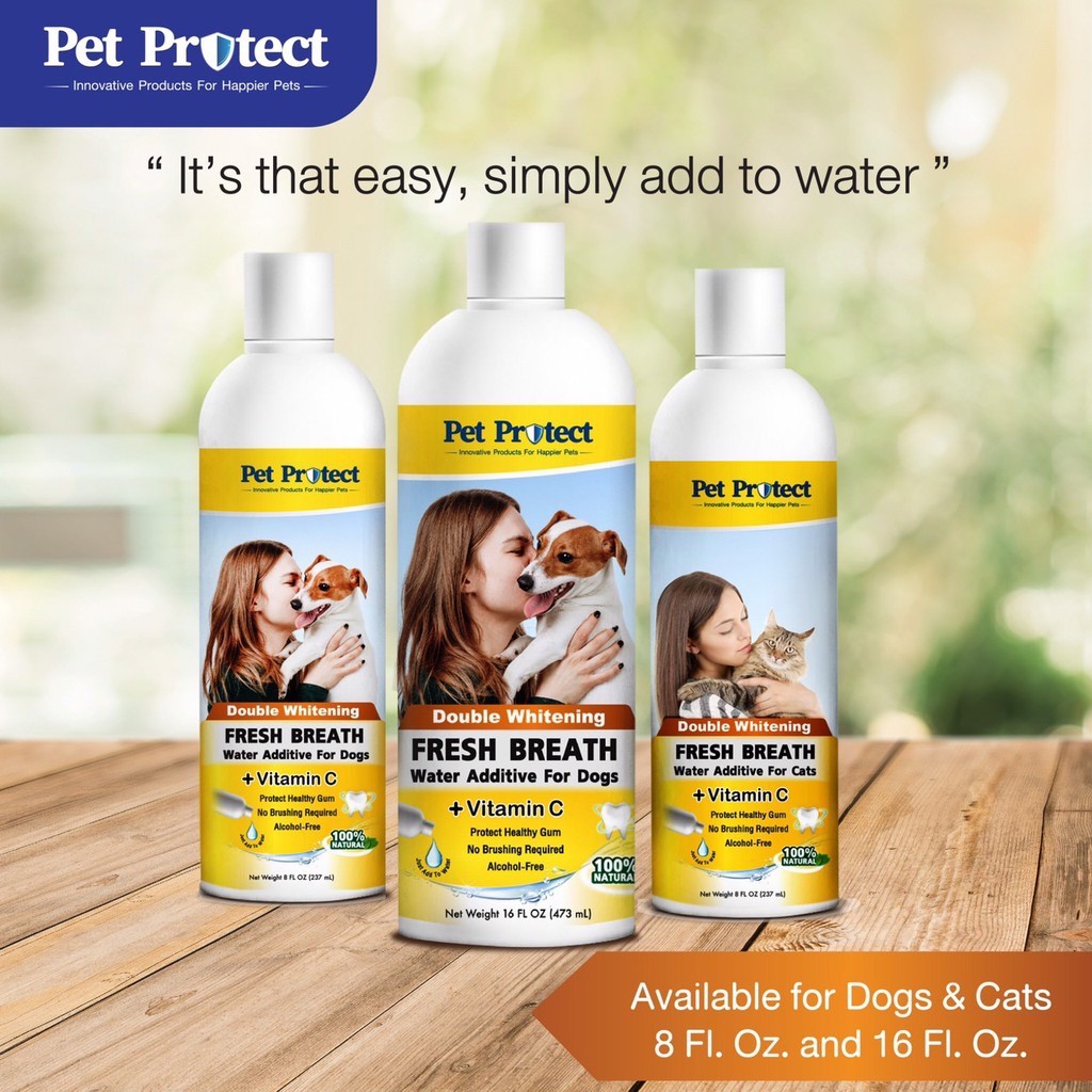 Pet Protect น้ํายาบ้วนปากแมว น้ํายาบ้วนปากสุนัข ระงับกลิ่นปาก ยับยั้งการเกิดหินปูน สูตรฟันขาว 237 ml/ขวด