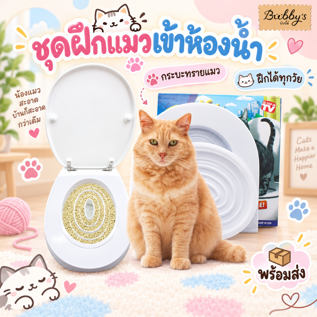 AL-086 Bubby's CitiKitty ชุดฝึกแมวเข้าห้องน้ํา กระบะทรายแมว ฝึกได้ทุกวัย บับบี้ Bubby By Anna&Louise