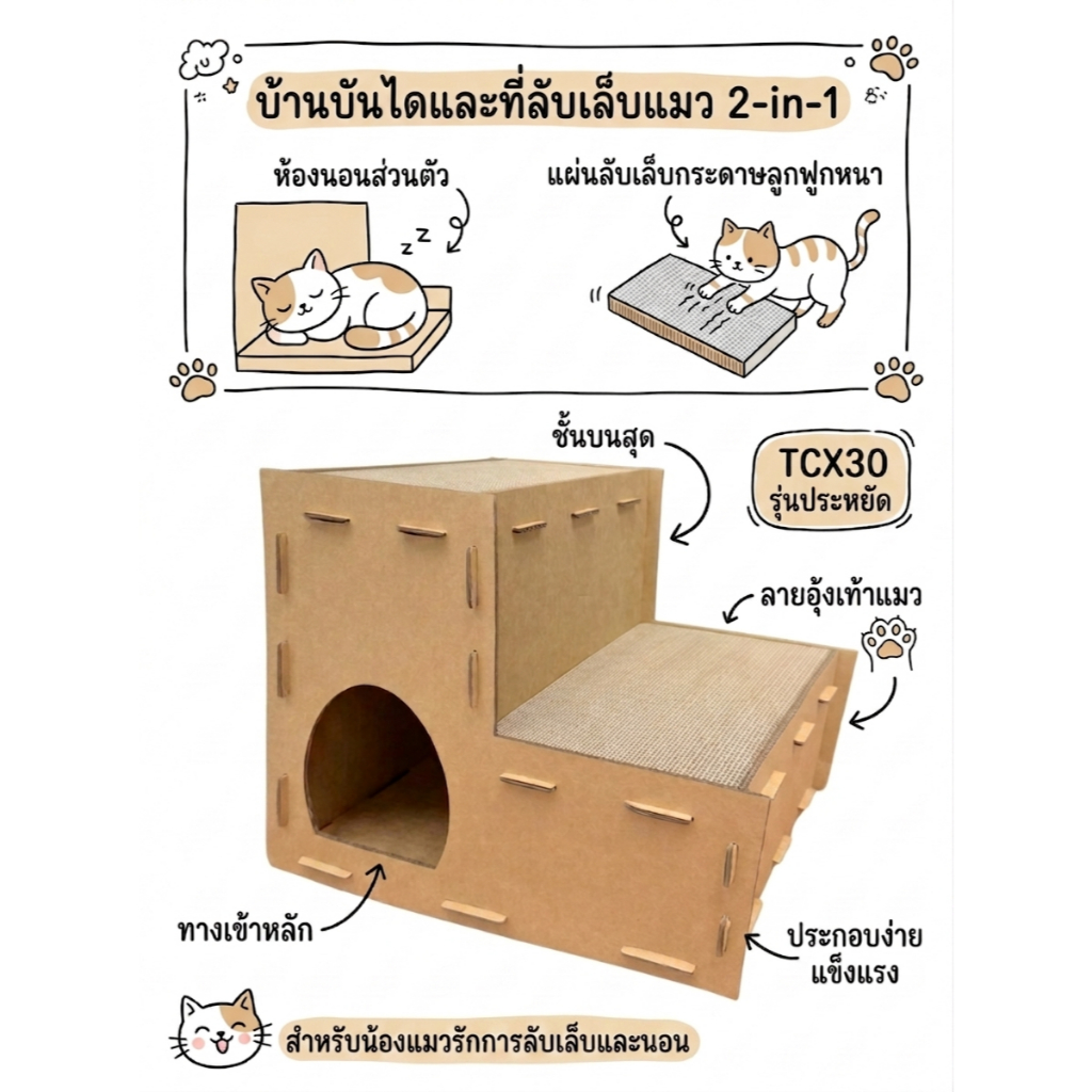 ที่ข่วนแมว กระดาษอัด ชุดคู่ สุดคุ้ม สําหรับทาสแมวทั้งหลาย size40x40x33cm