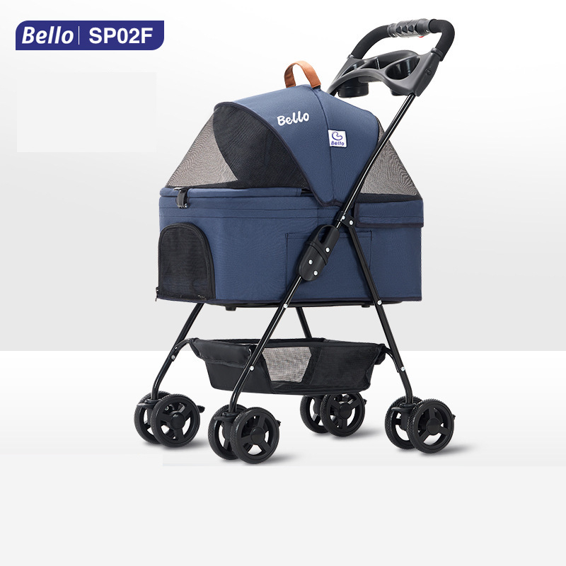 Bello SP02F SP02F2K รถเข็นสัตว์เลี้ยง 4 ล้อสามารถถอดได้ รถเข็นสุนัข รถเข็นแมว น้ําหนักเบา ถเข็นสุนัขและแมว 3in1