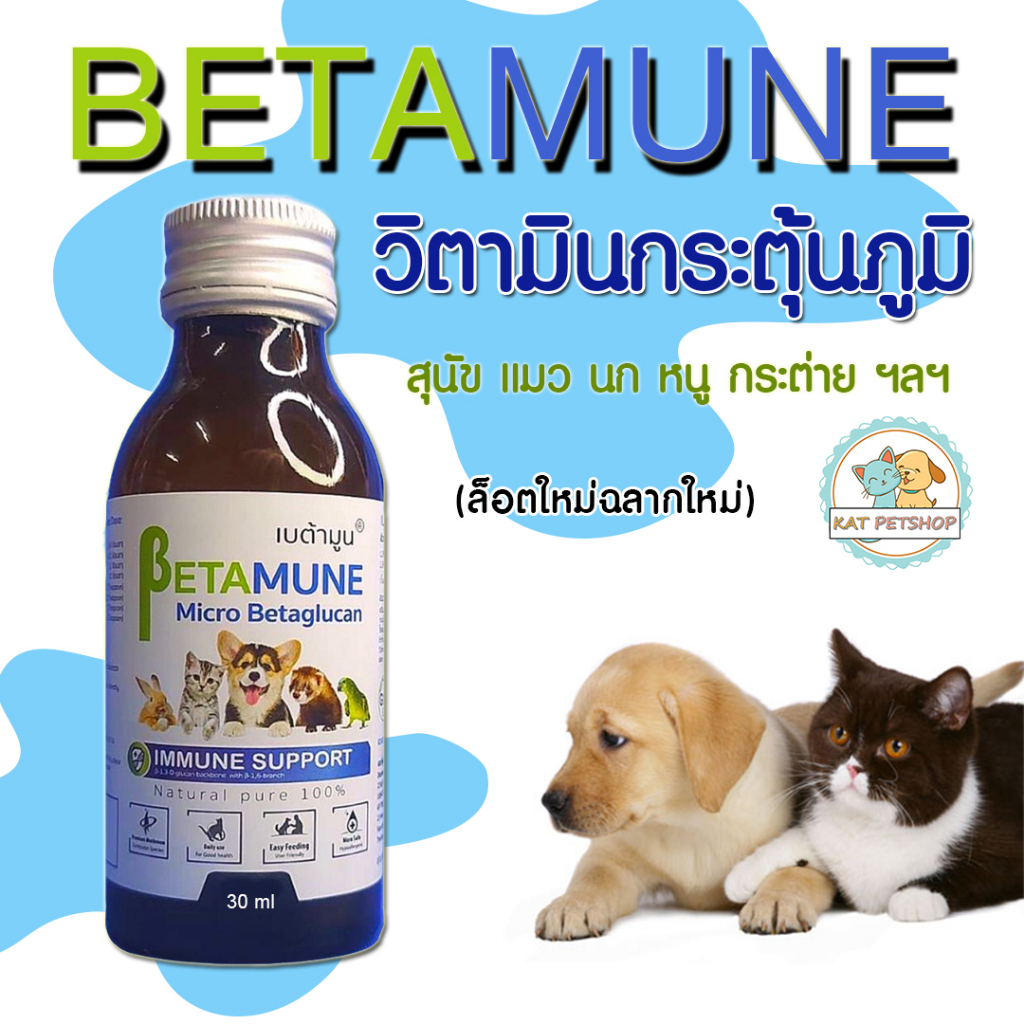 Betamune เบต้า กลูแคน เบต้ามูน วิตามินกระตุ้นและเสริมสร้างภูมิคุ้มกัน 30 ml. วิตามินบํารุงแมวและสุนัข