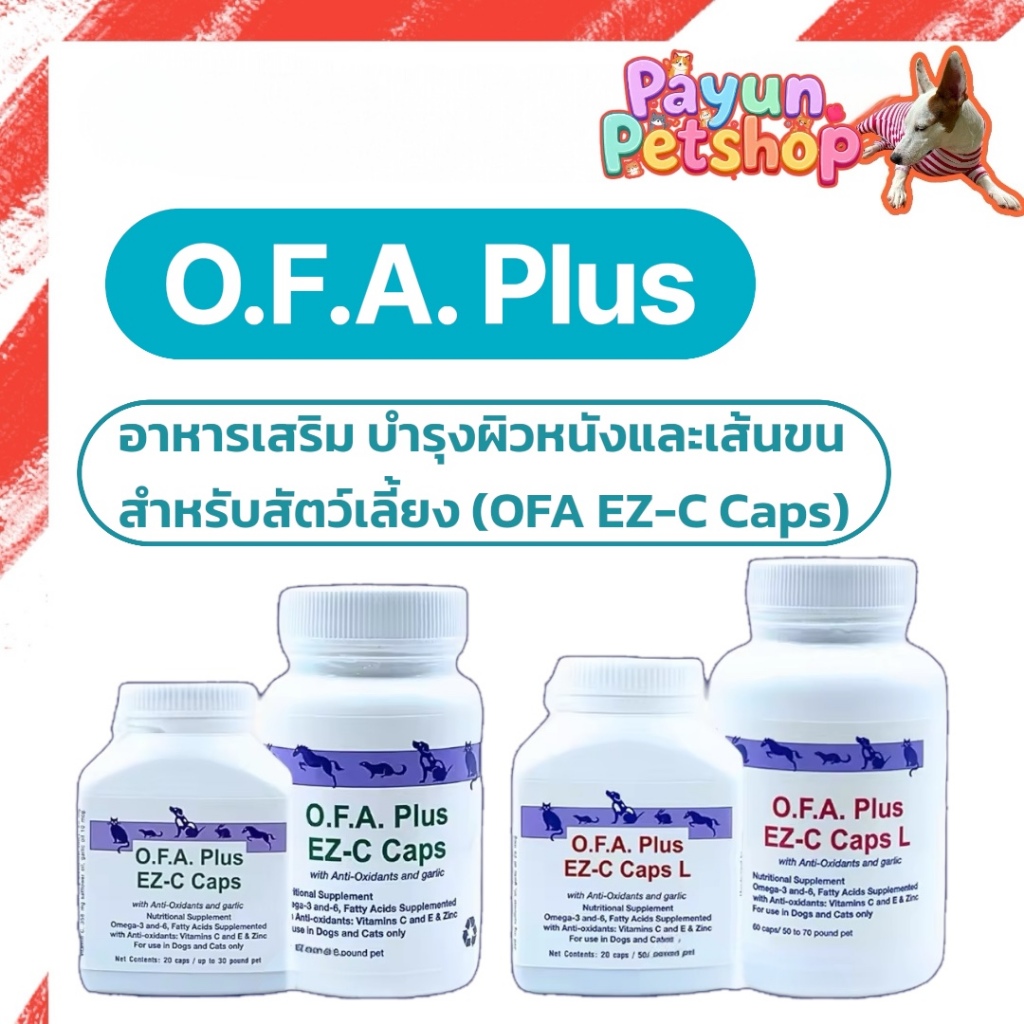O.F.A Plus Eicosacaps 20เม็ด,60เม็ด(เขียว, แดง)บํารุงผิวหนะงและเส้นขนของสุนัขและแมว