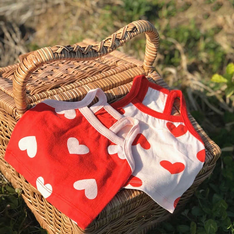 สายเดี่ยวลายหัวใจ เสื้อสัตว์เลี้ยง เสื้อหมาแขนสั้น เสื้อกล้ามแมว | clawsetbkk