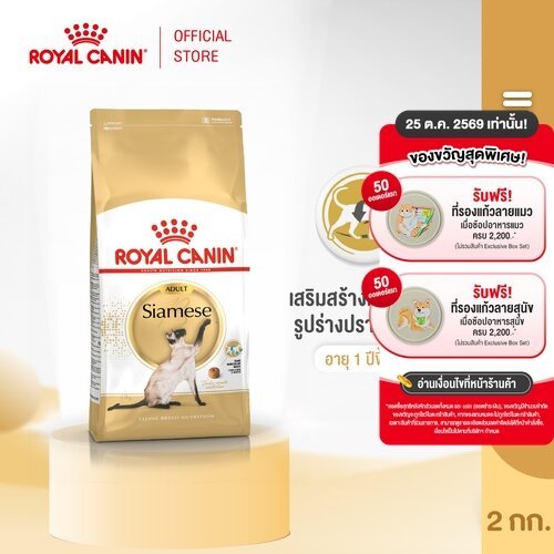 Royal Canin Siamese 2kg อาหารเม็ดแมวโต พันธุ์วิเชียรมาศ อายุ 12 เดือนขึ้นไป (Dry Cat Food, โรยัล คานิน)