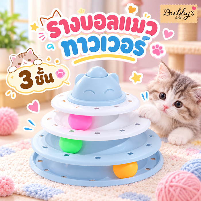 MG-328 Bubby's รางบอลแมว 3 ชั้น ของเล่นเสริมพัฒนาการ ราคาน่ารัก ทันที! ❤ บับบี้ Bubby By Magic pet