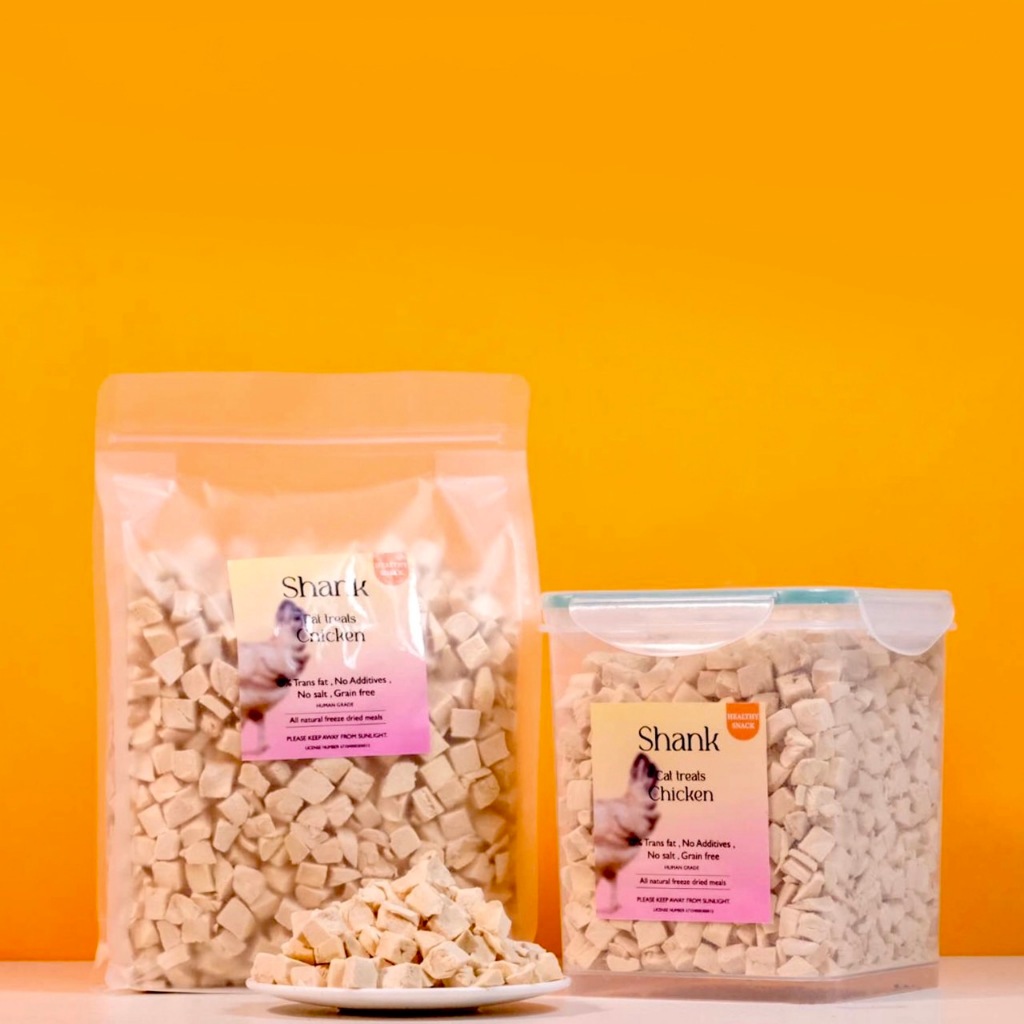 อกไก่เต๋ากลาง 1กิโล ฟรีซดราย ขนมแมว สุนัข กระปุกใหญ่ 500g 1000g Natural Pet Food Freeze Dried100%