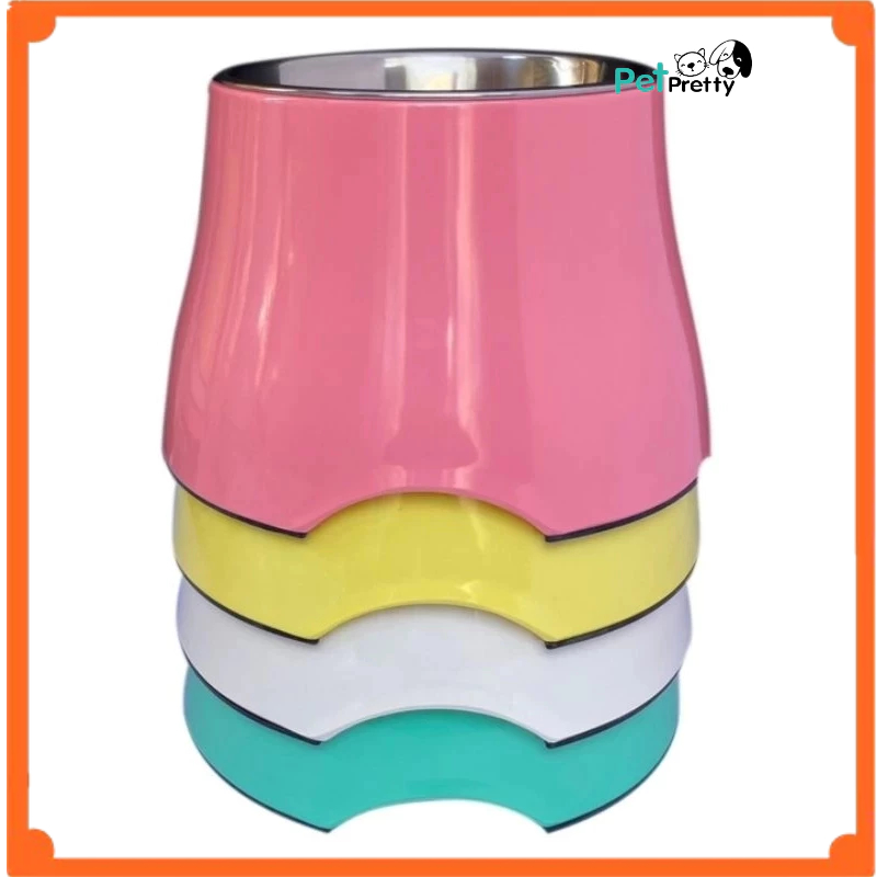 Sukina petto ชามอาหารสุนัข ชามแสตนเลส ชามยกสูง size S,M L มี 4สี ชามสัตว์เลี้ยง ชามแมว (สุกินะ เพ็ทโตะ)