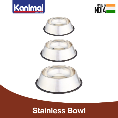 Kanimal Anti-Skid Pet Bowl ชามอาหาร ชามน้ํา ชามสแตนเลส รุ่นกันลื่น สําหรับสุนัขและแมว Size S / M / L (เลือกขนาด)