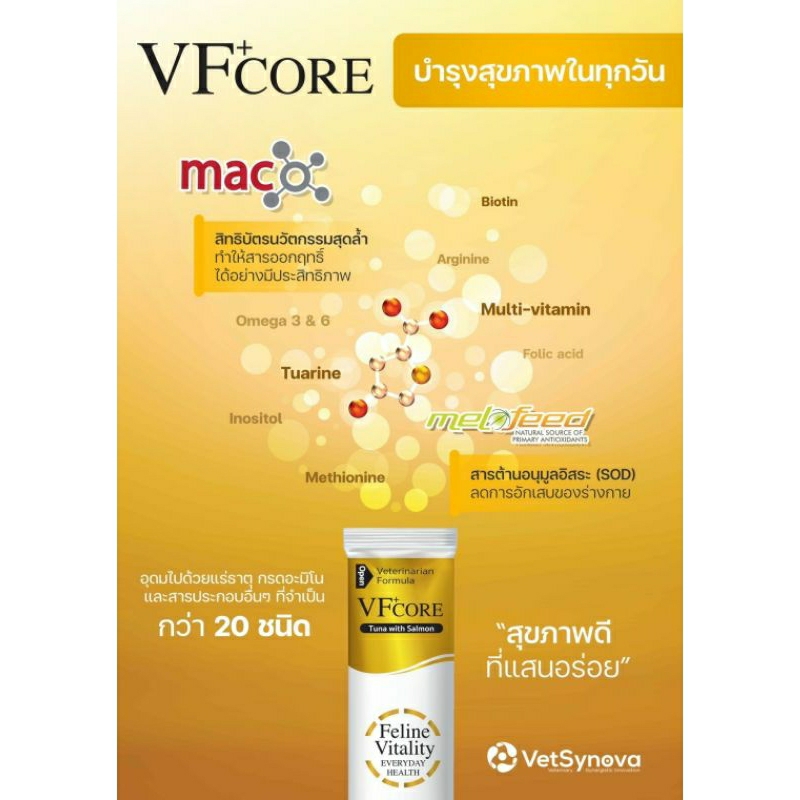 ยกกล่อง Vfcore Vitality สีทอง แมวเลียวิตามินแบบแมวเลีย บรรจุ 30 ซอง
