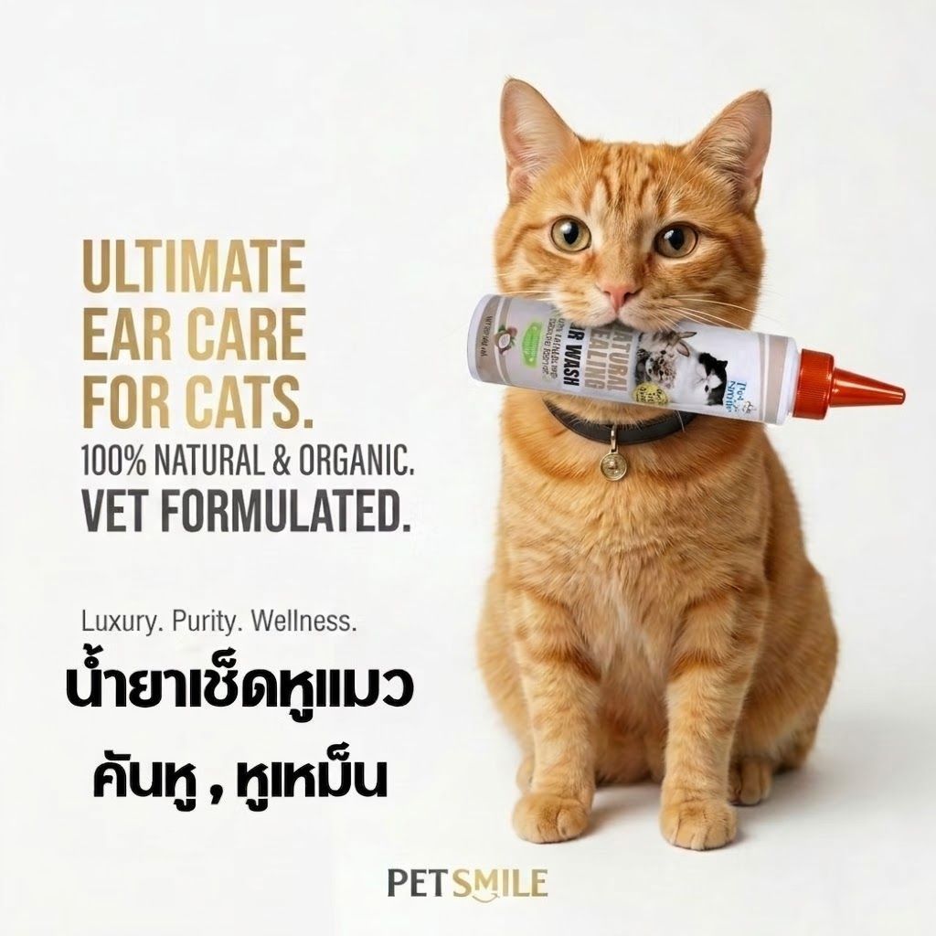 Petsmile Natural Healing Ear Wash for Cat 100ml (น้ํายาเช็ดหูสําหรับแมว)