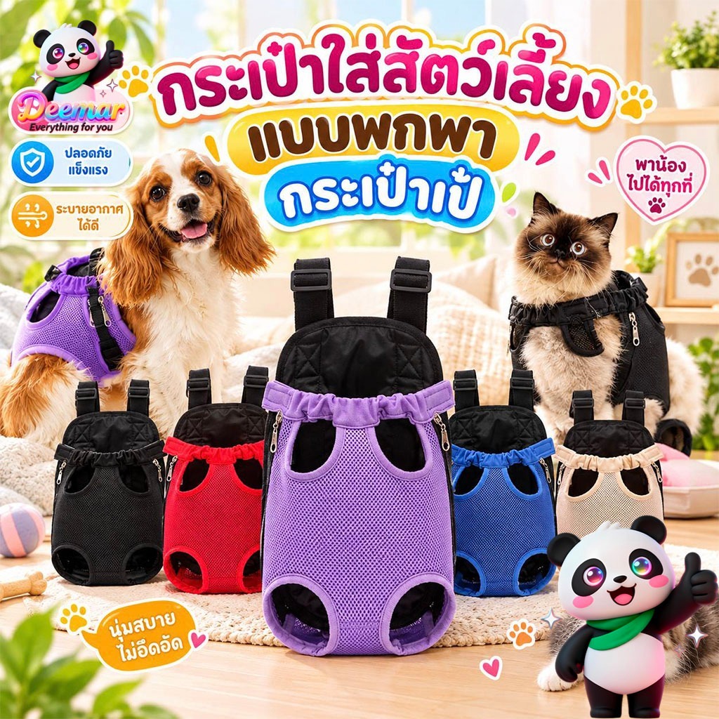 เป้สะพายหลังใส่สุนัข กระเป๋าสัตว์เลี้ยง กระเป๋าเป้ใส่แมว&สุนัข # TJ-89759 (S) - TJ-89760 (M)-TJ-89761 (L)