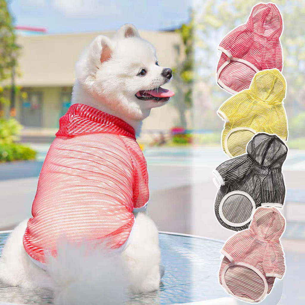 เสื้อฮู้ด *ซีทรู* ลายทาง ผ้าโปร่งเบาบาง ใส่สบายมากจ้า for เสื้อผ้าสัตว์เลี้ยง สุนัข ชุดหมา ชุดแมว