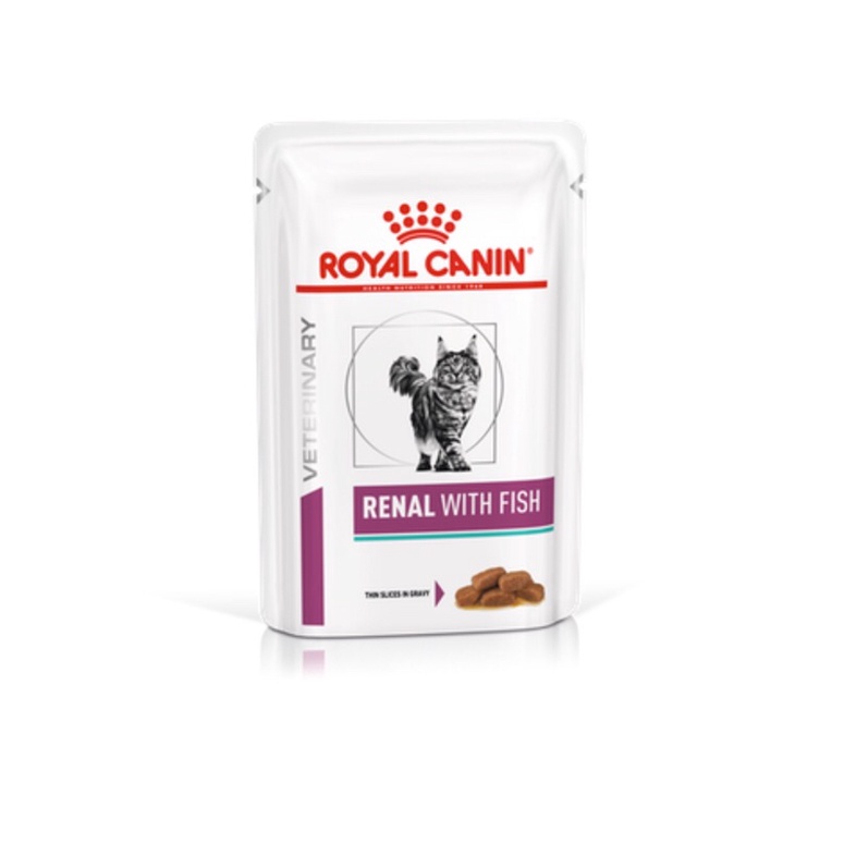Renal with fish Royal Canin อาหารเปียกสําหรับแมวโรคไต แบบชิ้นเนื้อในน้ําเกรวี่ 1 ซอง