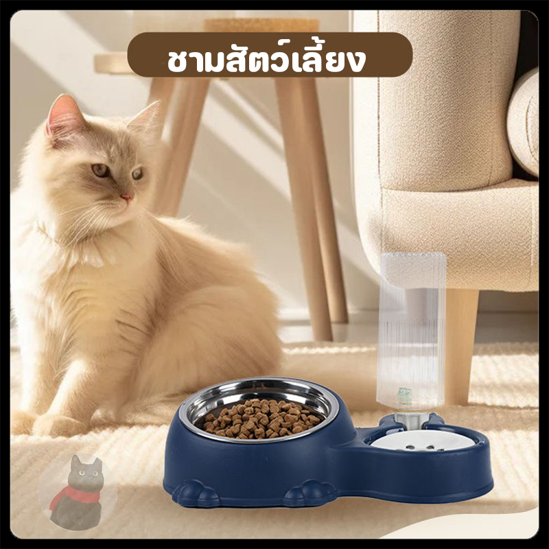 เครื่องให้อัตโนมัติ สัตว์เลี้ยง อาหารหมา/แมว ที่ใส่อาหาร ดื่มอัต กันมด ามอาหาร