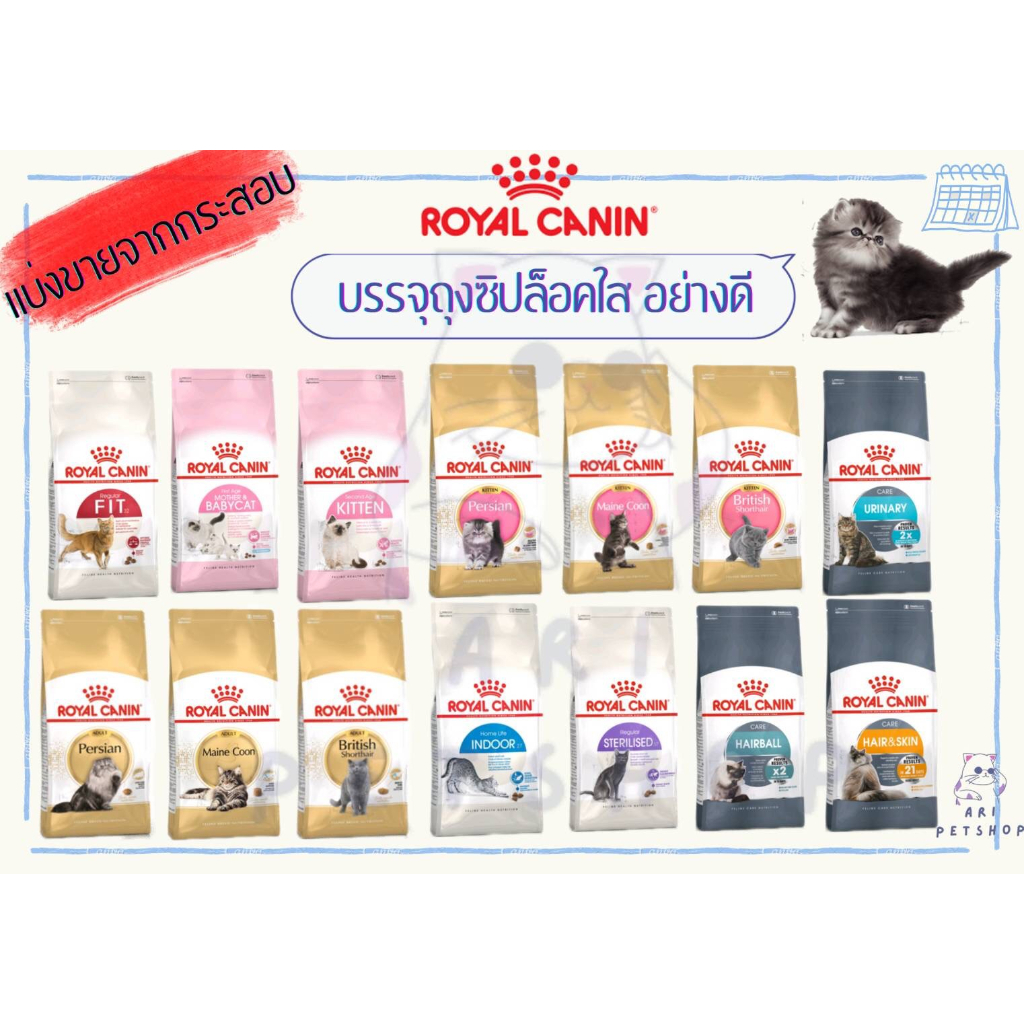 Royal Canin รอยัล คานิน (โรยัลคานิน) แมว จากกระสอบ บรรจุถุงซิปล็อค เก็บกลิ่น 500g และ 1kg
