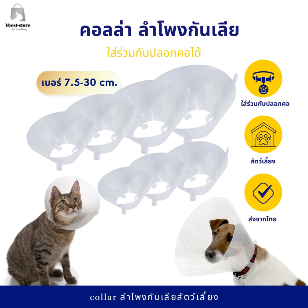 คอลล่ากันเลียแบบใส ใส่กับปลอกคอได้ ลําโพง สัตว์เลี้ยง อุปกรณ์กันเลีย สุนัข แมว Pet Collar