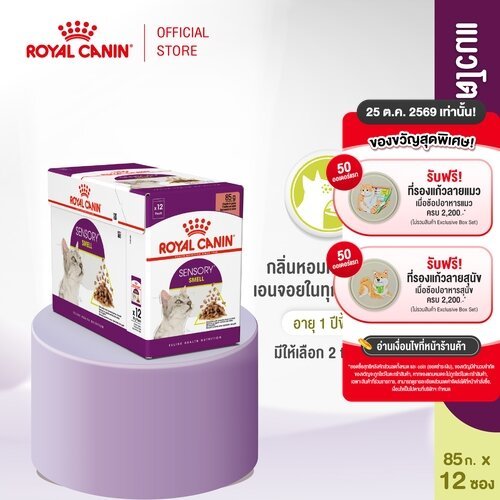 12 ซอง] Royal Canin Sensory Smell Pouch Gravy อาหารเปียกแมวโตกินยาก อายุ12เดือนขึ้นไป (เกรวี่,Wet Cat Food,โรยัล คานิน)