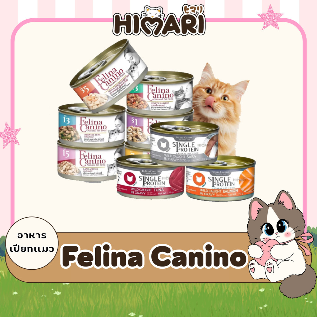 อาหารแมวแบบกระป๋องเฟลิน่า คานิโน่ Felina Canino อาหารเปียกแมว สุขภาพดี ขนาด 70 กรัม 1โหล (6กระป๋อง / 12กระป๋อง)