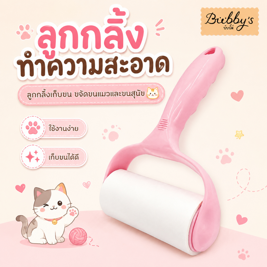MG-040 Bubby's ลูกกลิ้งกําจัดขนสัตว์เลี้ยง ขนแมวและหมา ช่วยเก็บขนและฝุ่นให้สะอาดหมดจด! By Magic pet