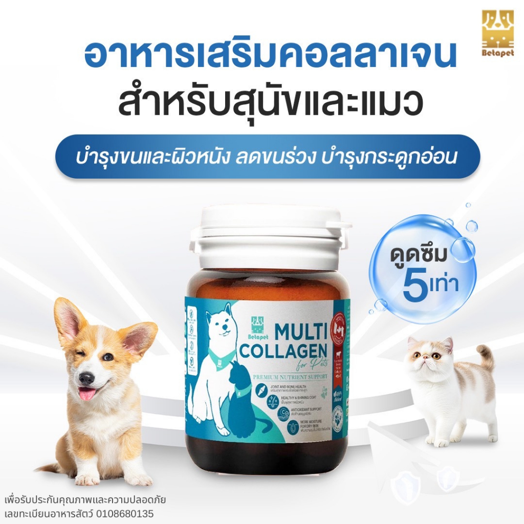 อาหารเสริมคอลลาเจน 100% สําหรับสุนัขและแมว บํารุงขนและผิวหนัง เพิ่มความชุ่มชื้น ลดผิวหนังหลุดลอกเป็นขุย