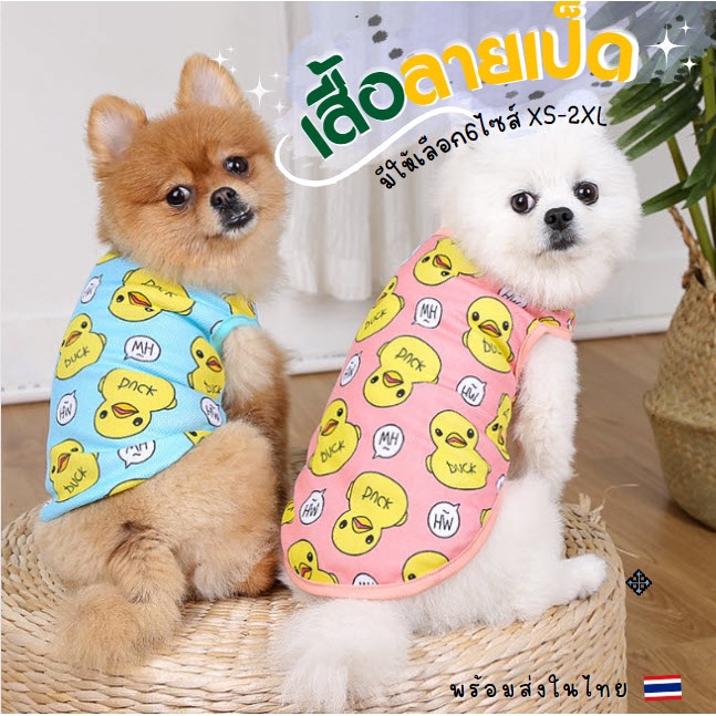 เสื้อสัตว์เลี้ยง ลายเป็ด เสื้อน้องหมา น้องแมว พิมพ์ลายแน่น สีสันสดใจ ส่งจากไทย T-002