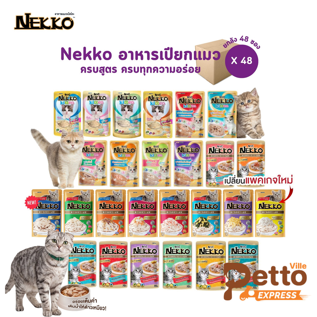 ครบสูตร Nekko เน็กโกะ [ยกโหล 48 ซอง] อาหารเปียกแมว 70g