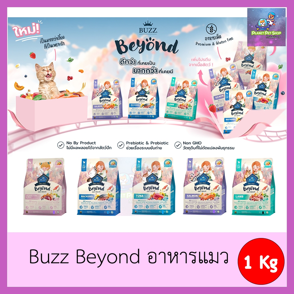 Buzz Beyond [1Kg] อาหารแมวบัซซ์ อาหารแมวพรีเมี่ยม กลูเตนฟรี สําหรับแมวทุกสายพันธุ์