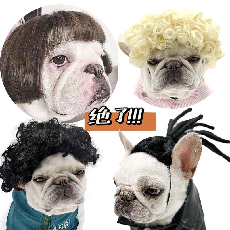 Wang Cai Pet】วิกผมสุนัขสัตว ์ เลี ้ ยงวิกผมแมว Headdress วิกผมแมวตลกสัตว ์ เลี ้ ยงบทบาทเล ่ นสัตว ์ เลี ้ ยงเครื ่ องแต ่ งกายคอสเพลย ์หมวกวิกผม
