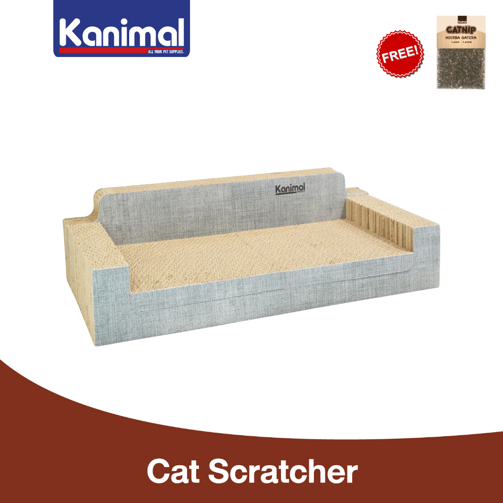 94500] Kanimal Cat Toy ของเล่นแมว ที่ลับเล็บ ที่ข่วนเล็บแมว รุ่นโซฟาหรู (ลายผ้า) ขนาด 55x22x13.5 ซม. แถมฟรี! Catnip