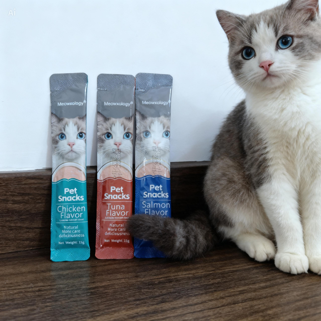 ขนมแมวเลีย 100 ซอง (15g./ซอง) คละรส ไม่เบื่อ อร่อยขอแล้วขออีก