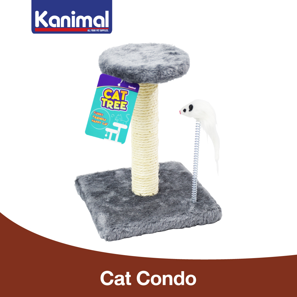 00164] Kanimal Cat Tree ของเล่นแมว เสาลับเล็บแมว พร้อมหนูสปริง คอนโดแมว สําหรับแมวทุกวัย Size S ขนาด 26x19 ซม