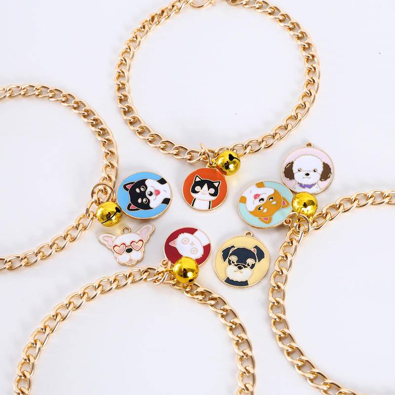 ปลอกคอสัตว์เลี้ยง สุนัข แมว โซ่ทอง เท็ดดี้ Bichon Bear Bullfight Pomeranian Husky Corgi Golden Wool Schnauzer Beagle GenePet อุปกรณ์เสริมสัตว์เลี้ยง สร้อยคอทองคํา
