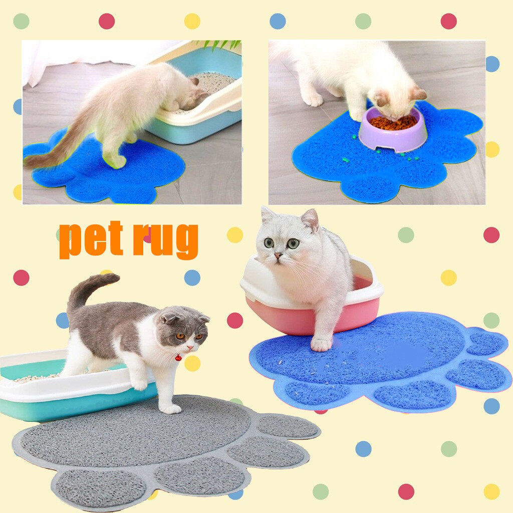 แผ่นดักทรายแมว พรมดักทรายแมว mat for pet ป้องกันครอกแมวไม่ให้รั่วไหล รูปทรงน่ารัก มีหลายสี