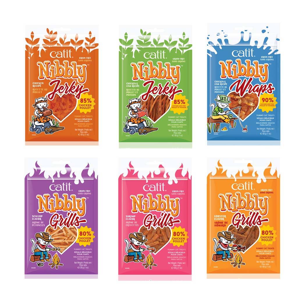 ขนมแมว ไก่สไลด์ 6 รสชาติ หอมละมุน ทุกชิ้น Catit Nibbly 30g