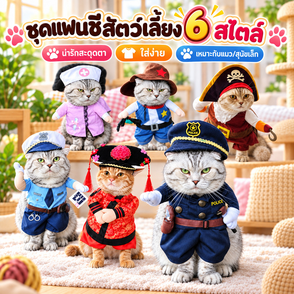 เสื้อผ้าสัตว์เลี้ยง ลายตํารวจ ชุดคอสตูมโจรสลัด สําหรับแม ชุดหมาn เสื้อสุนัข เครื่องแต่งกายสุนัขแมวตลก