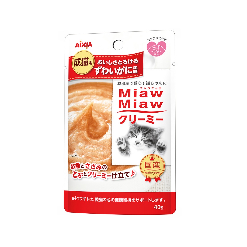 Aixia] Miaw Miaw Creamy เมี้ยว เมียว ครีมมี่ เพาช์ รสปูราชินี ขนมแมวเลียแบบมูส