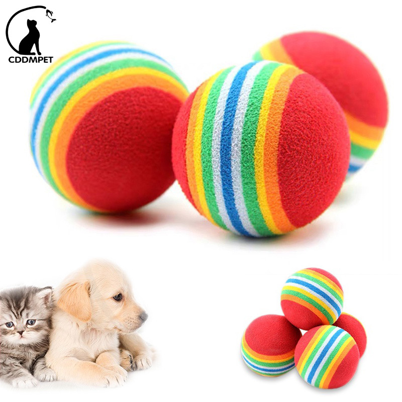 CDDMPET】ของเล่นลูกบอลเคี้ยว สีรุ้ง สําหรับสัตว์เลี้ยง ลูกสุนัข แมว