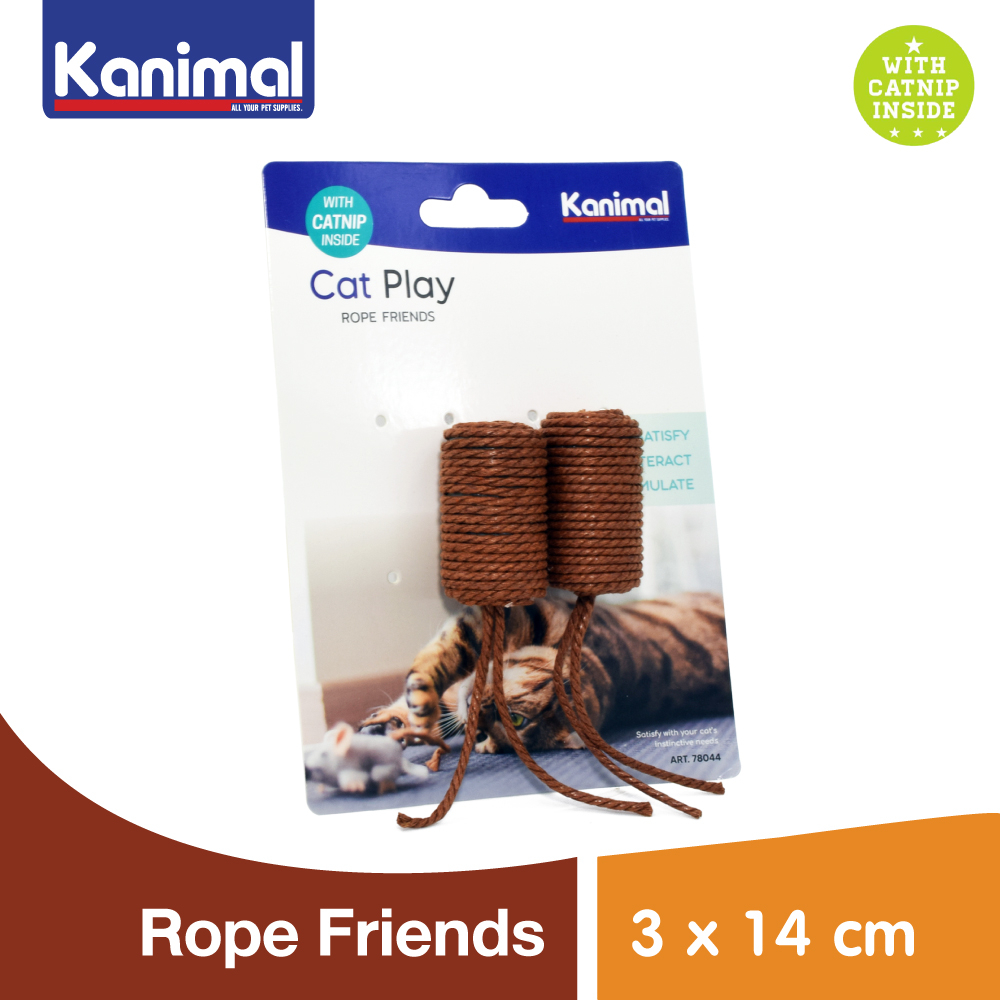 78044] Kanimal Cat Toy ของเล่นแมว Rope Friends เชือกถักมีหาง เล่นสนุก สําหรับแมวทุกสายพันธุ์ ขนาด 14x3 ซม. (2 ชิ้น/แพ็ค)