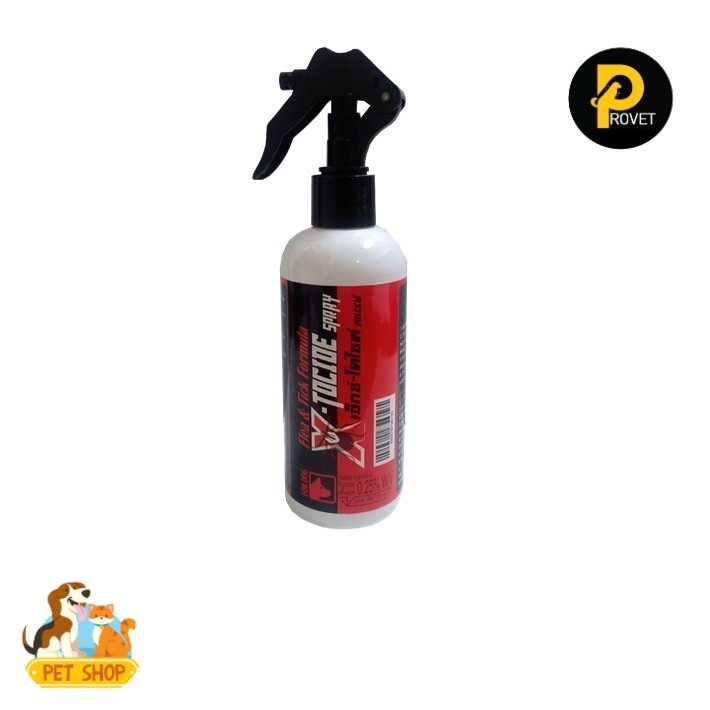 PROVET X-Tocide spray (Fipronil) สเปรย์ กําจัดเห็บหมัด สําหรับสุนัข แมว 200 ml