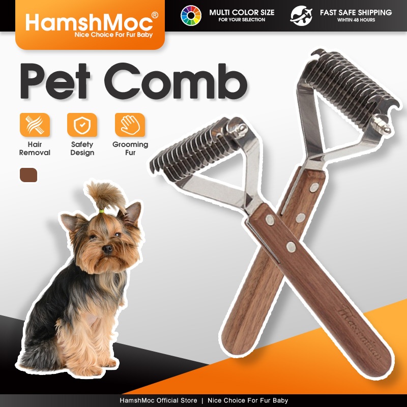 HamshMoc สัตว์เลี้ยงสุนัขแปรง Undercoat Rake Deshedding เครื่องมือสําหรับสุนัขขนยาวและแมว Detangler สําหรับกรูมมิ่งหวีสุนัขขน