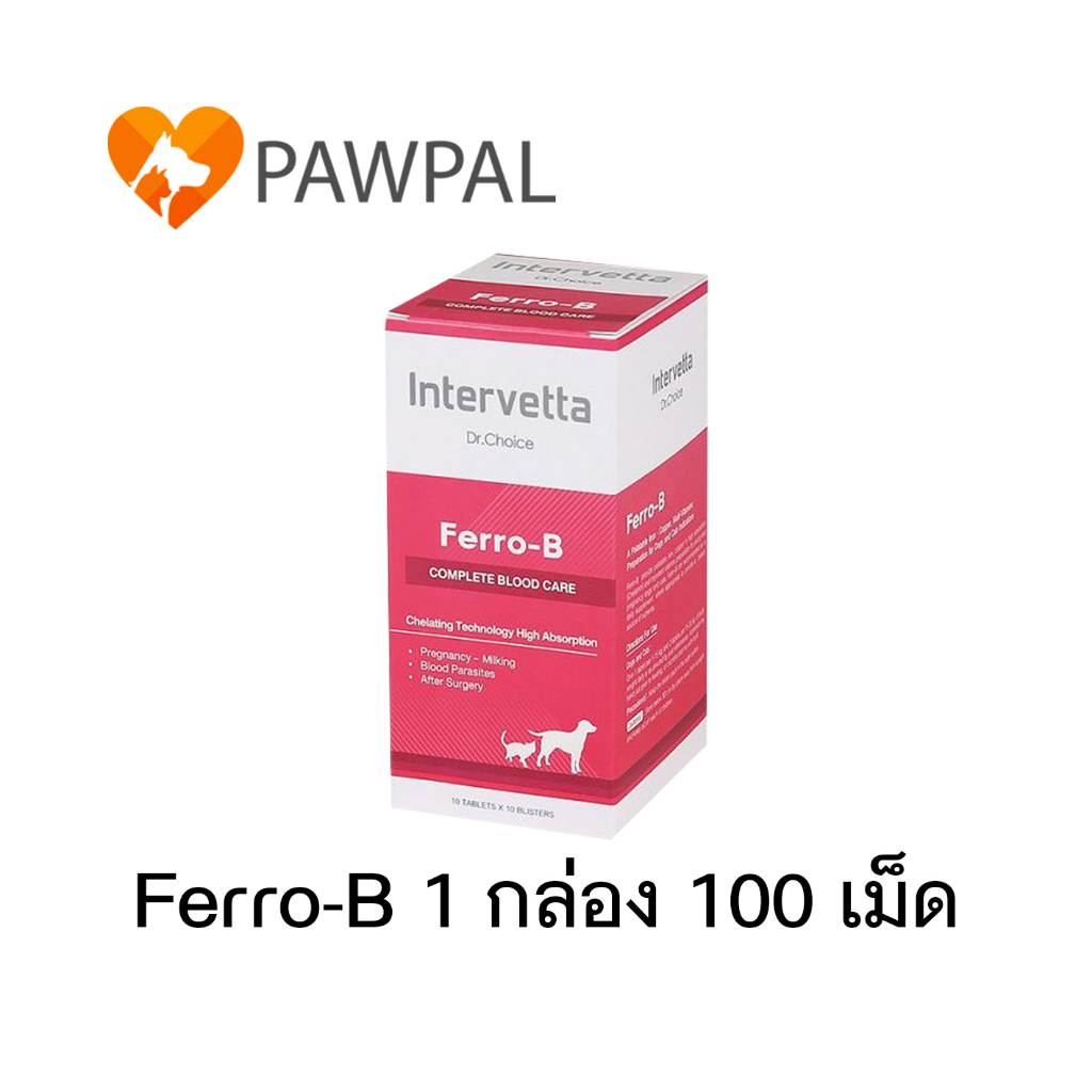 Dr. Choice Ferro-B Exp.2028 Intervetta บํารุงเลือด สุนัข แมว โลหิตจาง ธาตุเหล็ก Iron Supplement dog cat