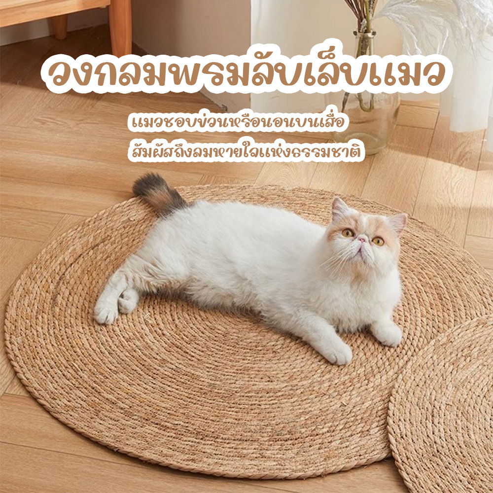 40/60/80cm】วงกลมพรมลับเล็บแมว เสื่อลับเล็บแมว เสื่อฝนเล็บแมว การทําพืชธรรมชาติ แมว รัก เล่น