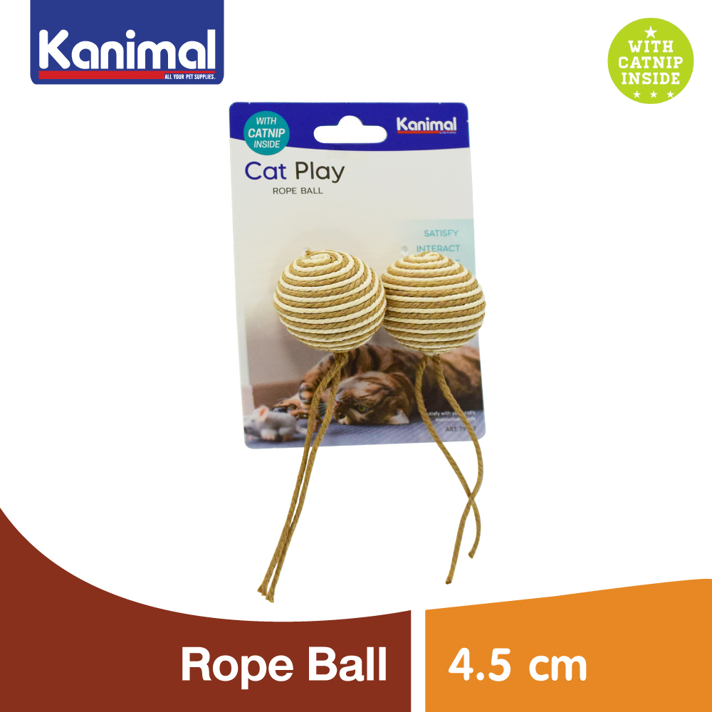 79947] Kanimal Cat Toy ของเล่นแมว Rope Balls ลูกบอลพันเชือก ช่วยขัดฟัน เล่นสนุก สําหรับแมว ขนาด 4.5 ซม. (2 ลูก/แพ็ค)
