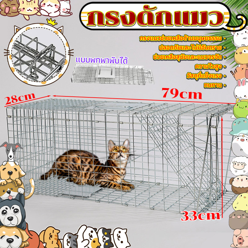CatTrap4You กรงดักแมว กรงดักแมวคะ(ไซส์ XL) ส เหล็กเส้น ชุบกาวาไนท กันสนิม พับได้ จับแมวจรจัด จับแมว ดักจับแมว