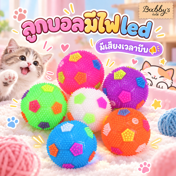 BN-318 Bubby's ลูกบอลยางมีไฟ & เสียง ของเล่นสุดสนุกสําหรับน้องหมา น้องแมว และเด็ก ๆ 🎶💡 บับบี้ Bubby By Bark n bite